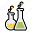 chemistry, color, education, flask, lab, outline 