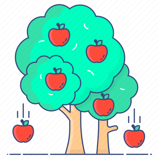 Falling apple, force of attraction, gravitational force, gravity, physics, pulling force icon - Download on Iconfinder