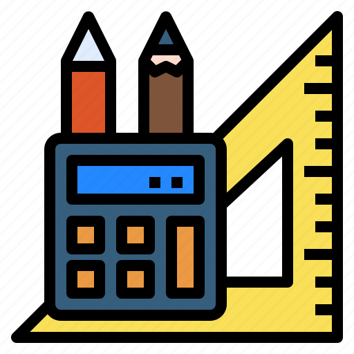 Calculator, education, equipment, pencil, ruler, sketc icon - Download on Iconfinder