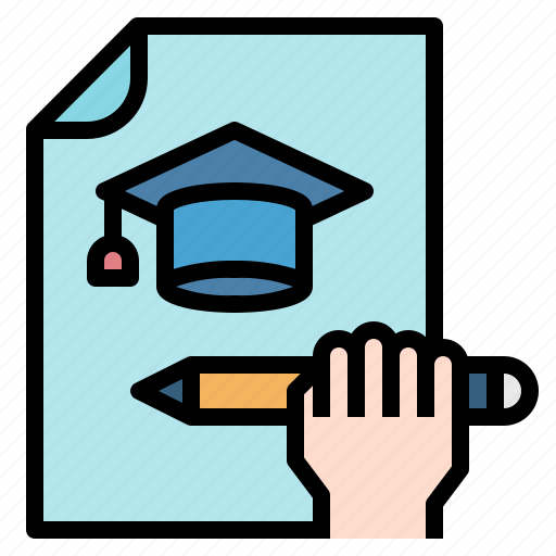 Cap, document, education, file, graduation, hand, pencil icon - Download on Iconfinder