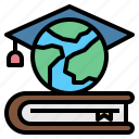 book, cap, education, globe, graduation, world