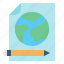 document, earth, education, file, globe, pen 