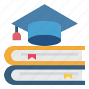 book, cap, certificate, education, graduation, study