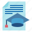 cap, document, education, file, graduation 
