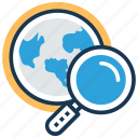 discovery, find location, global search, global view, globe with magnifier