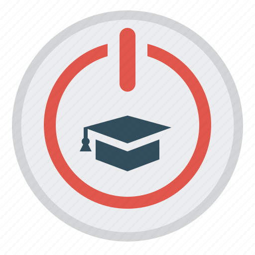 E-learning, start, distance education, start button, student cap icon - Download on Iconfinder