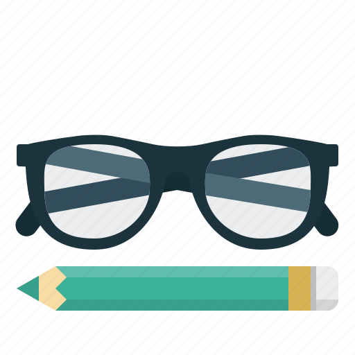 Glasses, pencil, writing icon - Download on Iconfinder