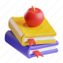 book, books, education, apple fruit, library, school, study 