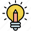 creative, creativity, idea, solution, pencil, light, lamp 