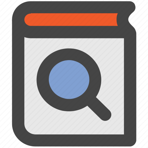 Book, book with magnifier, magnifier, online book, online book searching, search book icon - Download on Iconfinder