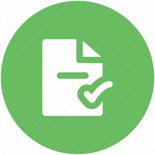 Checkmark, document accepted, document checked, document verified, paper, sheet icon - Download on Iconfinder