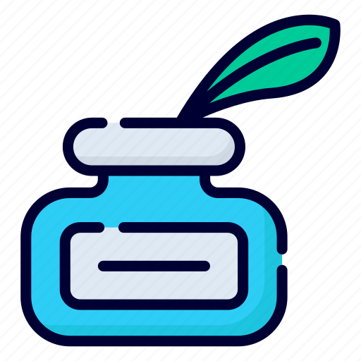Inkpot, ink pot, feather, quill, pen, write, edit icon - Download on Iconfinder