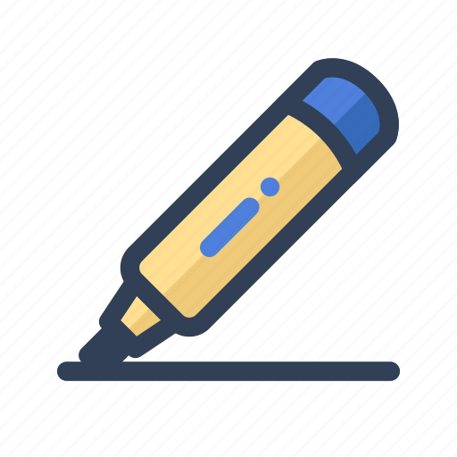 Marker, highlighter, stationary, office, pen, school, lineal icon - Download on Iconfinder