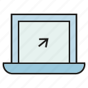 arrow, click, computer, electronic, laptop, pointer, screen 