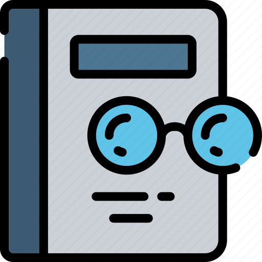 Book, education, glasses, learning, lesson, research icon - Download on Iconfinder