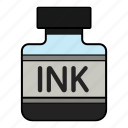 black, bottle, ink, write