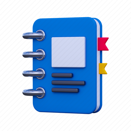 Diary, book, notepad, learning, schedule, study, library 3D illustration - Download on Iconfinder