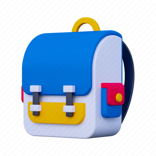 School bag, student, study, education, bag, learning, book 3D illustration - Download on Iconfinder