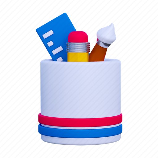 Pencil case, office, pencilbox, stationery, tool, pen, edit 3D illustration - Download on Iconfinder
