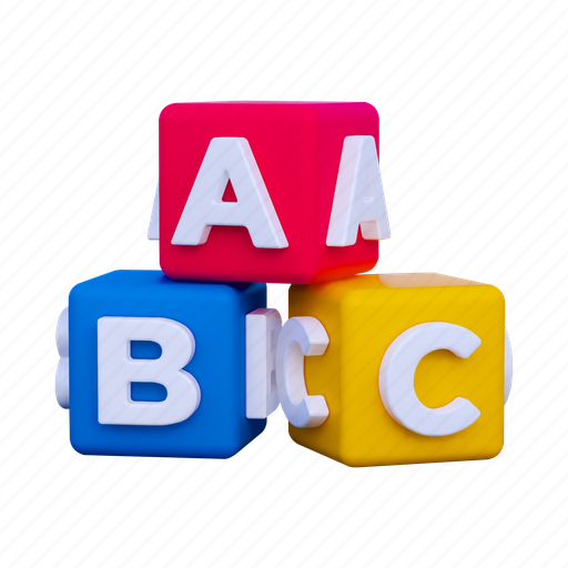 Abc, block, letter, alphabet, kid, education, learning 3D illustration - Download on Iconfinder