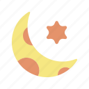 night, islam, moon, stars, light