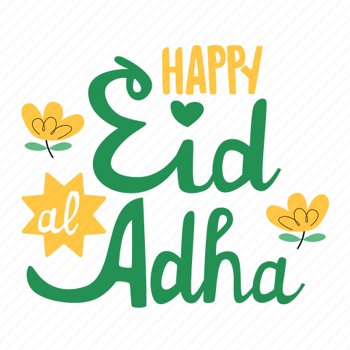 Happy eid al adha, greeting, happy eid, eid al adha, eid, mubarak, muslim sticker - Download on Iconfinder