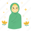 muslimah, woman, pray, eid al adha, eid, mubarak, hajj, islam, cute sticker 