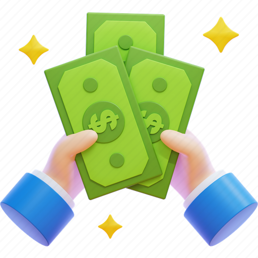 Thr, holiday bonus, money, salary, bonus, cash, hands 3D illustration - Download on Iconfinder