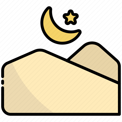 Night, desert, nature, weather, moon, star icon - Download on Iconfinder