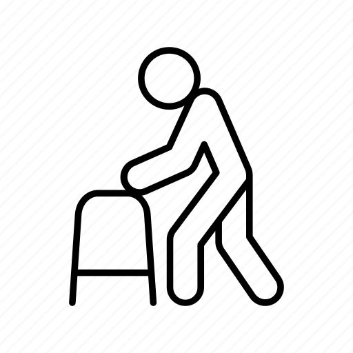 Disabled, handicap, elderly, old person, walker icon - Download on Iconfinder