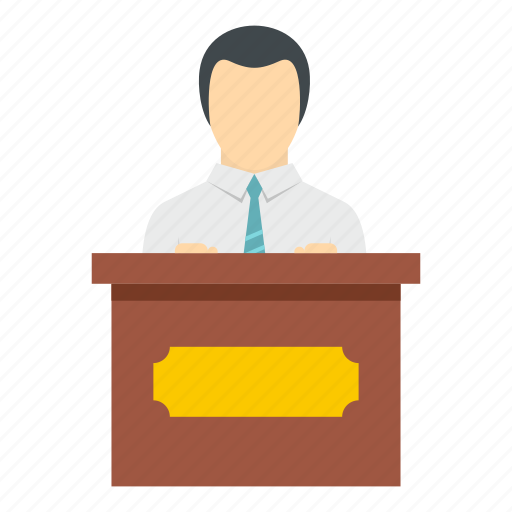 Businessman, office, podium, presentation, speech, talk, tribune icon - Download on Iconfinder