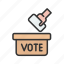 - casting vote, democracy, ballot-box, voting, ballot, vote-for, vote-in, polling 