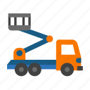 bucket truck, construction, cherry picker, repair, truck, crane, hydraulic, vehicle