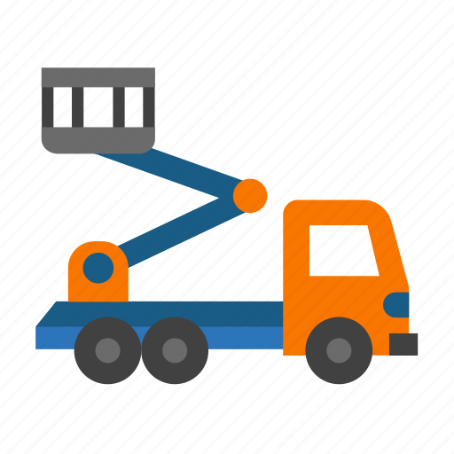 Bucket truck, construction, cherry picker, repair, truck, crane, hydraulic icon - Download on Iconfinder