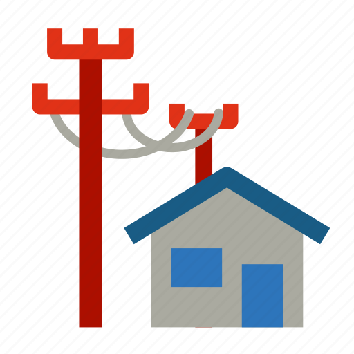 Electric, electricity, electrification, house, power, power line, connected icon - Download on Iconfinder