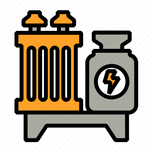 Electric, transformer, power, distribution, electricity, substation, energy icon - Download on Iconfinder