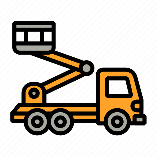 Bucket truck, construction, cherry picker, truck, crane, hydraulic, lifter icon - Download on Iconfinder