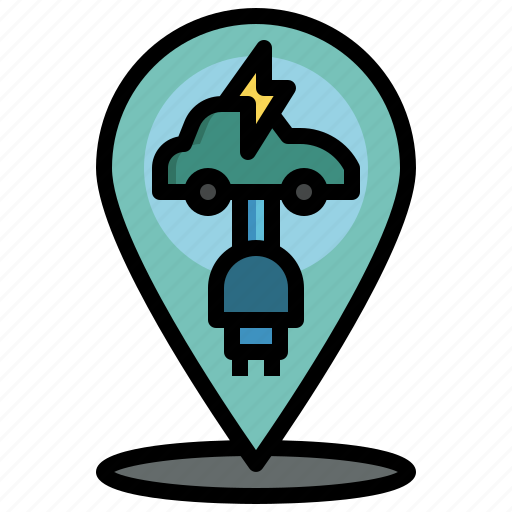 Location, pin, placeholder, electric, vehicle, charging icon - Download on Iconfinder