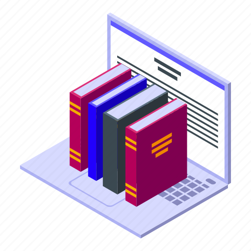 Digital, bookstore, isometric icon - Download on Iconfinder
