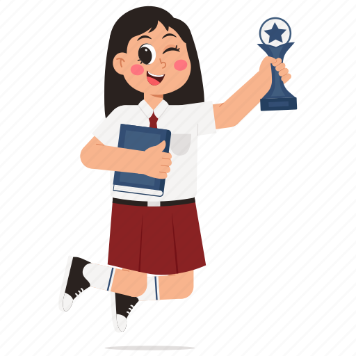 Student, trophy, girl, school, award, education, study icon - Download on Iconfinder