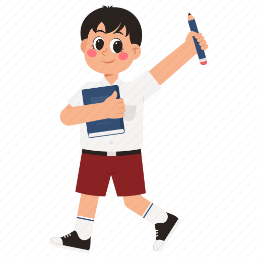 Schoolboy, books, pens, education, back to school, kid, boy icon - Download on Iconfinder