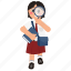 school, girl, education, study, find, search, magnifier, cute, character 