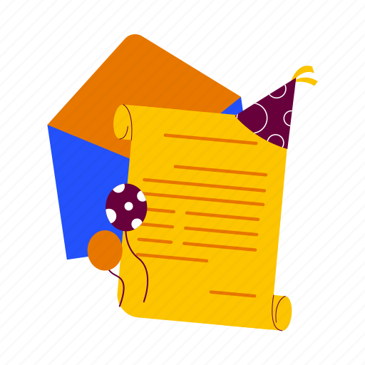 Birthday invitation, invitation, letter, envelope, greeting, mail, message illustration - Download on Iconfinder