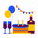birthday party decoration, birthday decoration, party decoration, drink, cake, garland, balloon, birthday party, celebration 
