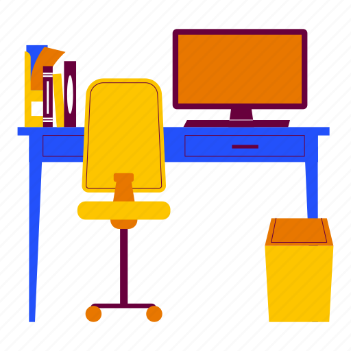 Workspace, desk, workplace, work, table, workbench, office desk illustration - Download on Iconfinder