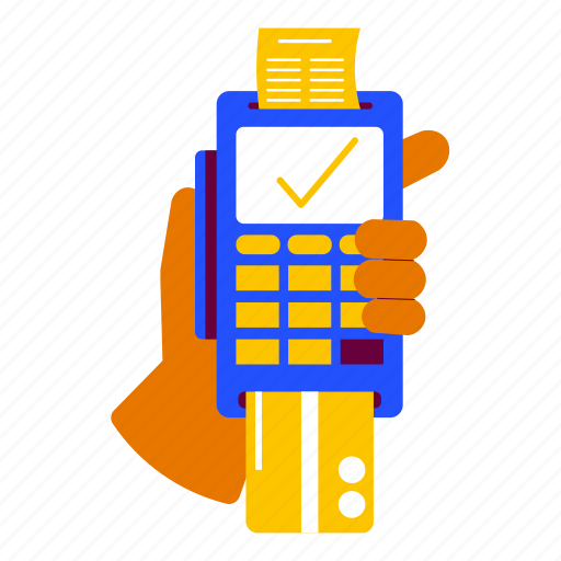 Holding billing machine, edc machine, card payment, pay, transaction, success, hand gesture illustration - Download on Iconfinder