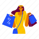 shopaholic, discount, sale, shopping bag, girl, fashion, happy, shopping 