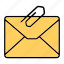 attach, email, envelop, letter, mail, message 