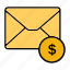 dollar, email, envelop, letter, mail, message 