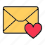 email, envelop, heart, letter, love, mail, message 
